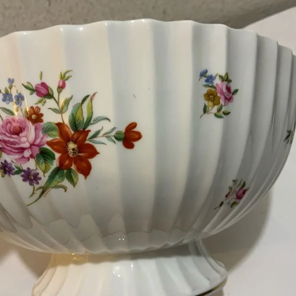 Royal Worcester Witley Garden Centerpiece Large Fruit Bowl Footed Flowers